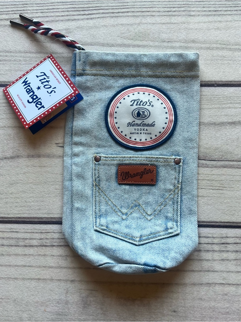 Tito’s x Wrangler Denim Drawstring Bag